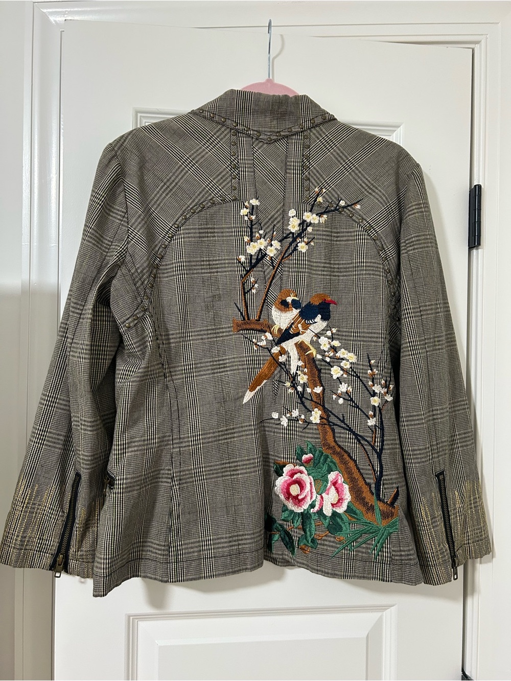 Johnny Was Workshop Plaid Embroidered Blazer - Picture 9 of 14